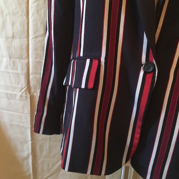 H&M Red Blue White Striped Blazer NWT Sz 12 - Picture 5 of 8